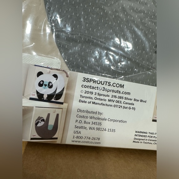 Set Of 2 - 3 Sprouts Storage Bins Sloth & Panda 13x13” Set of 2 Fabric Cubes New - Picture 3 of 3